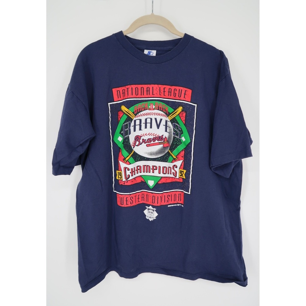 Vintage 1992 Atlanta Braves Western Division Champions Shirt T-Shirt Mens Large